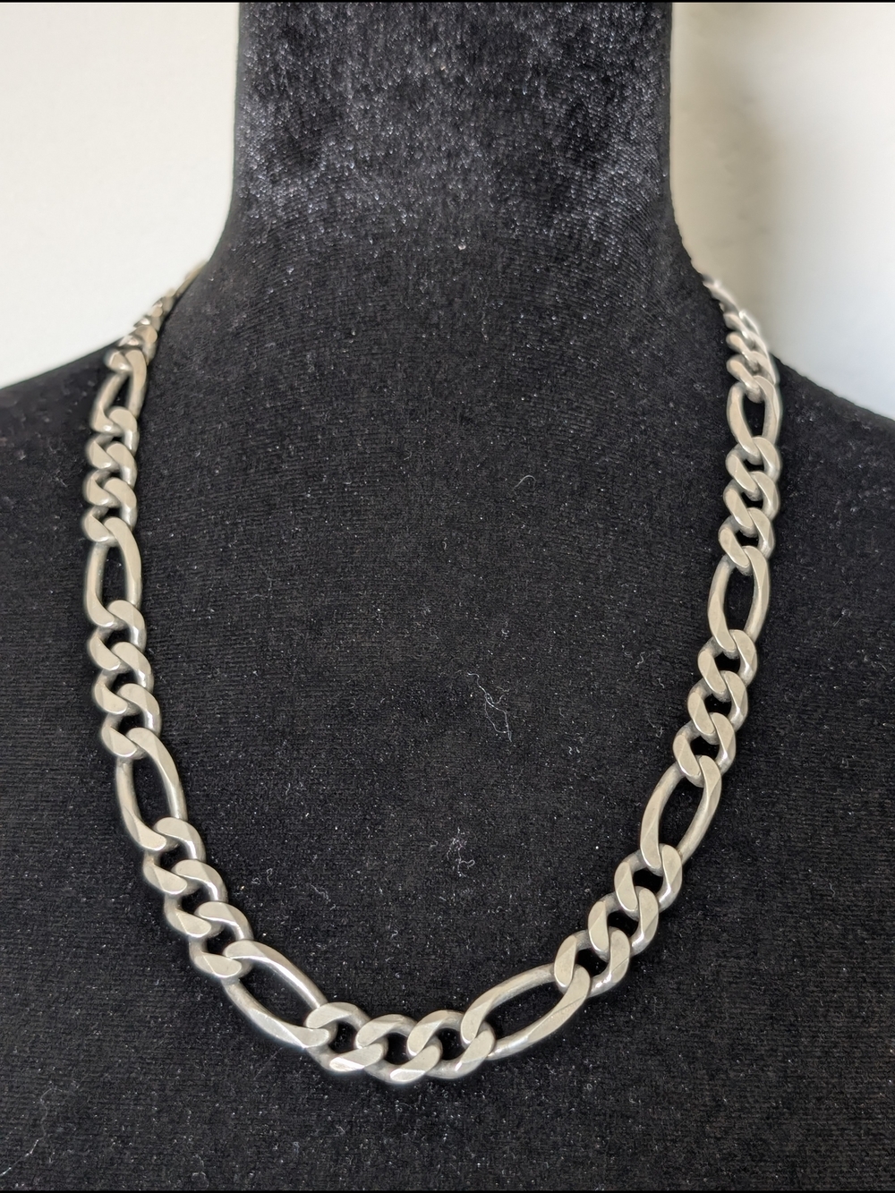 Vintage Italian Men's Sterling Silver Figaro Chain Necklace - Heavy 90g.